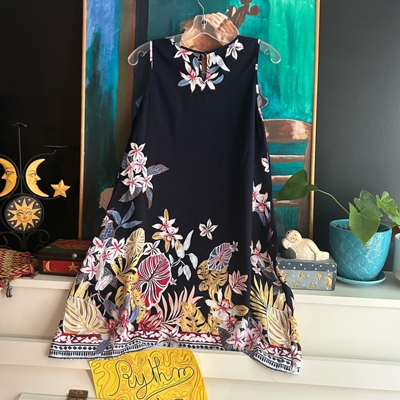 SHEIN Dark Blue Floral Mini Beach Dress Large - Picture 7 of 15